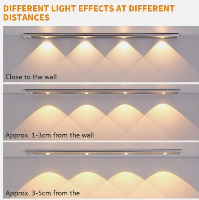 LED Motion Sensor Cabinet Light – 40cm Rechargeable Wireless Strip with 2 Color Modes, Dimmable, Remote & Motion Activated, Easy Install Under Cabinet Light for Kitchen, Wardrobe, Hallway (1 Pack)