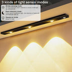 LED Motion Sensor Cabinet Light – 40cm Rechargeable Wireless Strip with 2 Color Modes, Dimmable, Remote & Motion Activated, Easy Install Under Cabinet Light for Kitchen, Wardrobe, Hallway (1 Pack)