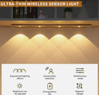 LED Motion Sensor Cabinet Light – 40cm Rechargeable Wireless Strip with 2 Color Modes, Dimmable, Remote & Motion Activated, Easy Install Under Cabinet Light for Kitchen, Wardrobe, Hallway (1 Pack)