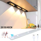 LED Motion Sensor Cabinet Light – 40cm Rechargeable Wireless Strip with 2 Color Modes, Dimmable, Remote & Motion Activated, Easy Install Under Cabinet Light for Kitchen, Wardrobe, Hallway (1 Pack)
