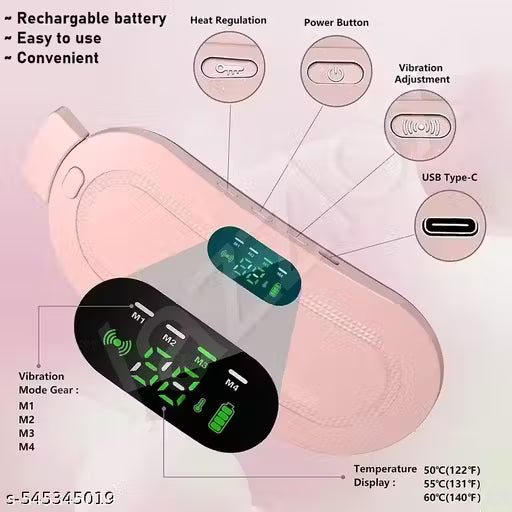 Period Cramp Relief Massager & Heating Pad for Period Cramps Portable Cordless Periods Cramps Relief Machine 3-Temp. & 4-Massage Mode Fast Heating Menstrual Period Pain Relief Device for Women.
